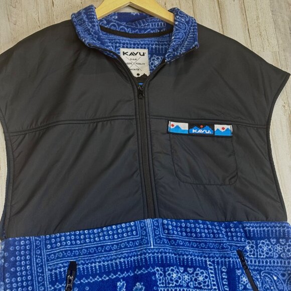 Kavu Black Blue Bandana Neve Fleece Quilted Top Zip Pockets Dress Size M NEW! - Picture 3 of 9